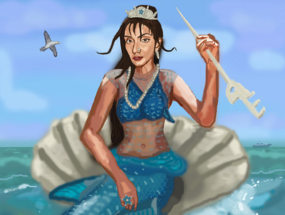 Neela, the Indian Mermaid digital painting illustration mermaid princess