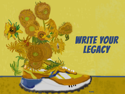 Reebok and Sunflowers design digital painting reebok shoe sneakers sunflowers vangogh