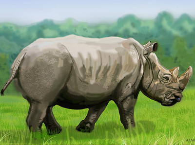 Save the Rhino digitalart digitalpainting rhino whiterhino wildlife willdlifeart wwf