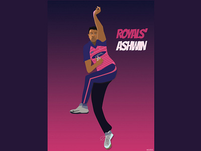 Royals Ashwin art ashwin bowler branding cricket design digital painting illustration india ipl rajasthan royals sports