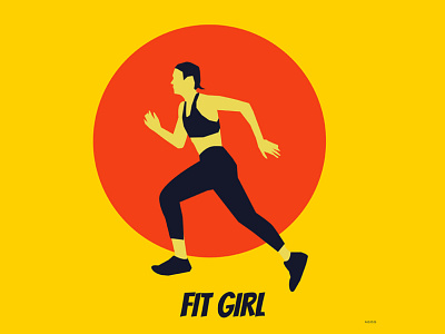 Fit Girl art athlete branding design designer digital painting fitness illustration run running sports ui