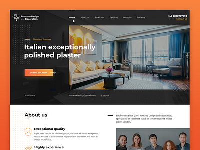 Romano Design and Decoration design designer designinterface desktop landing page minimal ui ux web webdesign