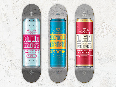 Beer Can Skateboard Decks beer branding can deck hops lettering skateboard skateboarding typography