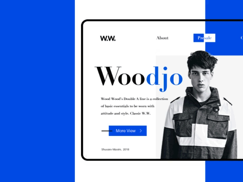 Wood Wood – Main screen fashion interaction main screen motion street typo typography ui ux visual wear web