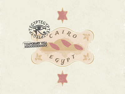 Cairo Travel Sticker & Visa Stamp badge cairo desert dunes egypt line art palm trees stamp sticker travel vector art