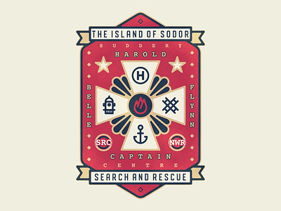Sodor Search and Rescue Centre badge design cartoons firefighters illustration insignia label layout design thomas and friends trains vectors