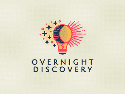 Overnight Discovery discovery halftones ideas inspiration light lightbulb logo moon overnight stars sun