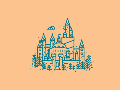 American Castle american book castle fairytale fiction illustration ipad line art soft colors story vectors