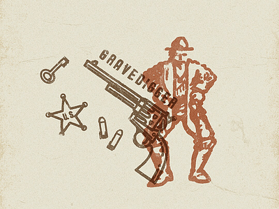 Gunslinger bandit brush cowboy illustration lines outlaw rough stamps texture western