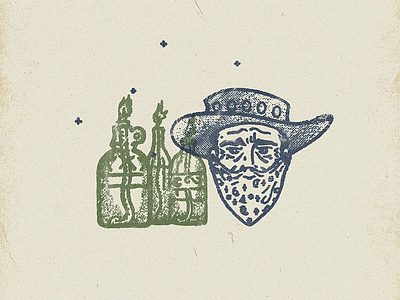 Bandit moonshine cowboy grain graphic icons illustration southwest stamp texture weathered western