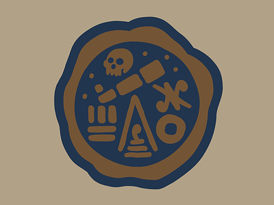 Wax Seal branding emblem heraldic logo mark medieval monogram package scientific seal skull stamp telescope