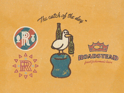 Roadstead Seagull beer boats branding drinks fishing identity labels marks ocean sea texture