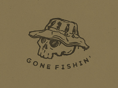 Gone Fishin’ apparel badge custom fishing lake scary shirts skull stickers tshirt