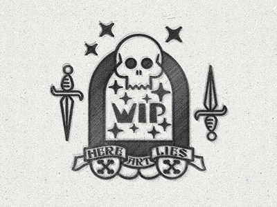 RIP WIP art grave halloween ideas illustration knife rip skull texture wip