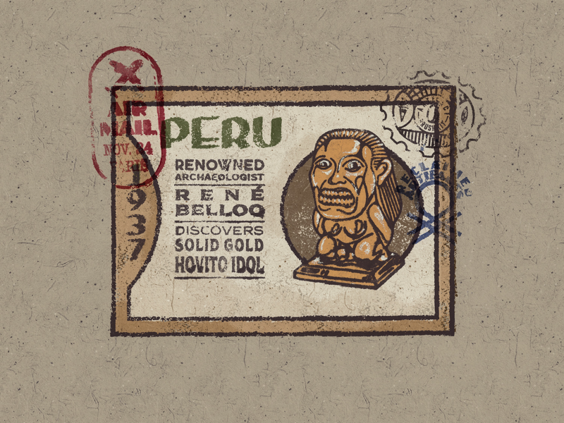 Raiders indiana jones adventure classic historical artifacts cards poster ipad procreate brush texture
