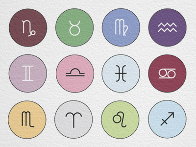 Zodiac Symbol Pins buttons colorful graphic design pins signs symbols zodiac