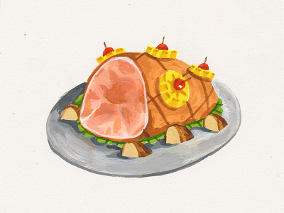 Ham food art food illustration gouache illustration painting