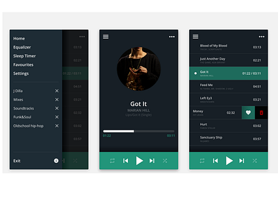 Playa android concept design desktop fluent material music player screen social