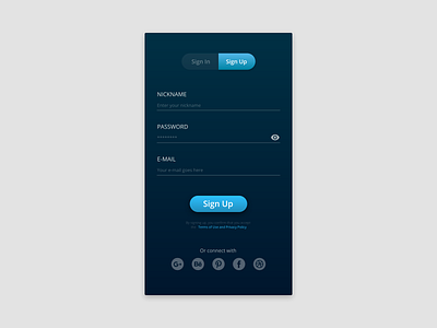 Sign Up Form android app design fluent form material sign signup up