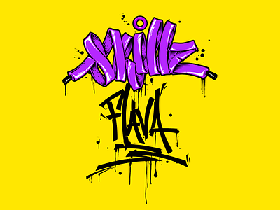 Skillz Flava art bright illustration lettering letters print school skillz violet yellow