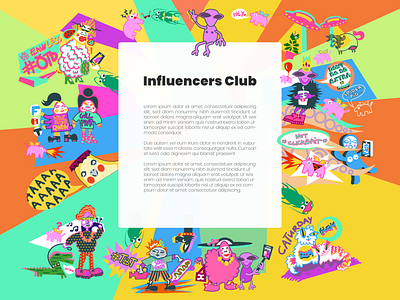 Influencers Club aliens characters illustration influencer influencer marketing marketing pigs weirdo