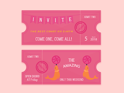 Two Dribbble Invites ball dribbble graphic illustrator invitation invite invites ticket tickets two