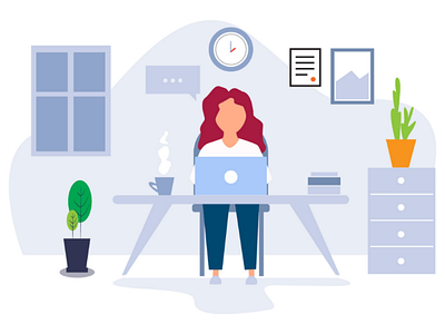 woman work from home illustration