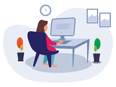 Woman work from home illustration