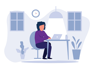 Woman work from home illustration