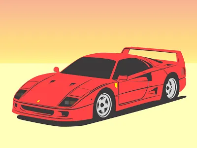 F40 car car illustration f40 ferrari illustration red sticker