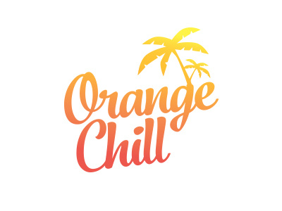 Orange Chill logo bar beach brand cafe cocktail gradient lettering logo logotype orange palm
