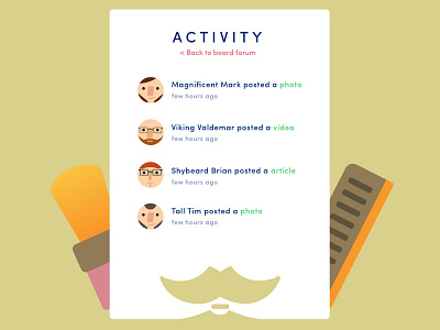 Activity | Daily UI #047 activity beard beards daily ui daily ui 047 dailyui dailyui 47 dailyui activity ui