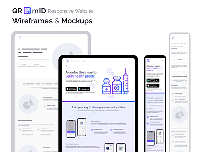 QR-mID Wireframes & Mockups design process mockups qrmid responsive responsivewebsite user experience website wireframes