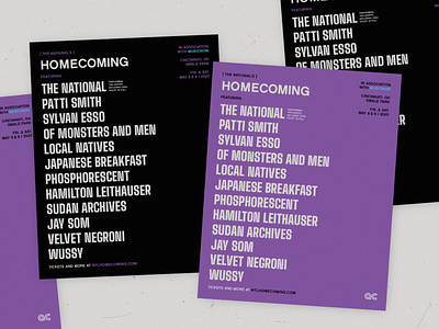 The National's Homecoming cincinnati event design festival festival poster high violet lineup poster music festival ohio poster design the national