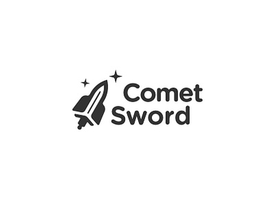 Comet Sword | Logo branding comet comet logo logo logo design logodesign logotype mark negative space rocket rocket logo rocketship rocketship logo stars sword sword logo