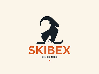 Skibex | Mountain + Ibex + Ski Logo brand design brand identity ibex ibex logo illustration logo logo design logotype mountain mountain logo negative space negative space logo silhouette ski ski logo ski school skibex sport vintage vintage logo