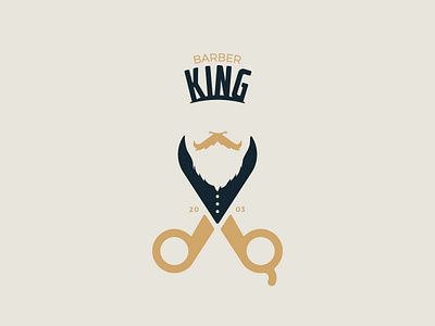 Barber King | King + Beard + Scissor Logo