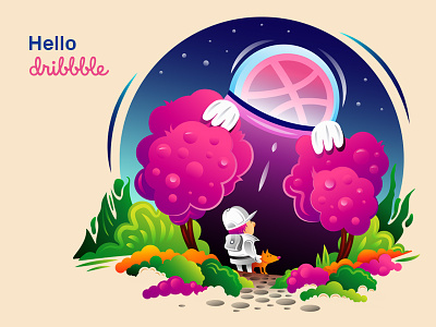 Hello Dribbble ! character colours debut first shot forest illustration vector woods