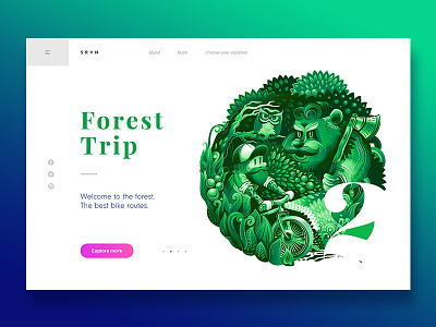 Summer Vacation - Forest Trip character clean colours forest green header illustration landing page vector webdesign