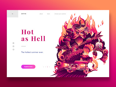 Summer Vacation - Hot as Hell character clean colours fire header illustration landing page red summer vector webdesign