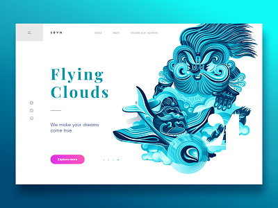 Summer Vacation - Flying Clouds air blue character clean clouds colours header illustration landing page sky summer vector webdesign