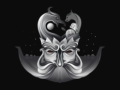Viking beard character illustration vector viking warrior