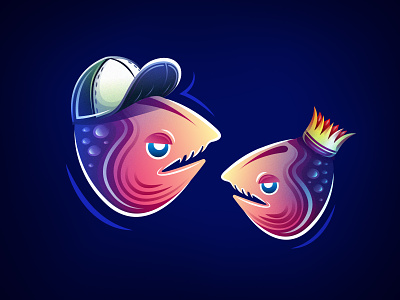Fish blue character clean colours design fish illustration sea vector