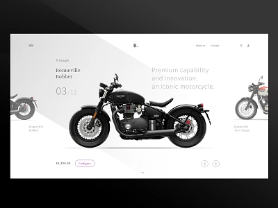 Bobber bobber clean ecommerce landing minimal motorcycle triumph typorgraphy ui web website white