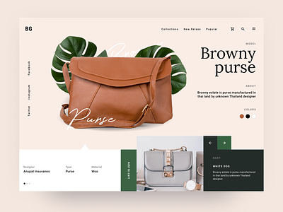 Purse website concept design bag cream ecommerce pastel typography web design