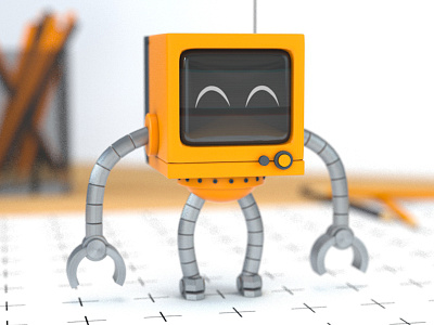 T-Bot Final Render 3d bot c4d cinema 4d illustration modelisation render robot rought sketch