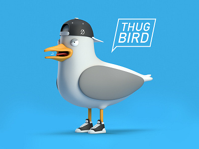 Thug Bird 3d bird c4d character cinema 4d funny illustration rendering seagull shoes style thug