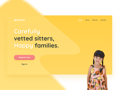 Babysitting Service Landing Page babysitting graphicdesign illustration landingpage logo ui ux webdesign