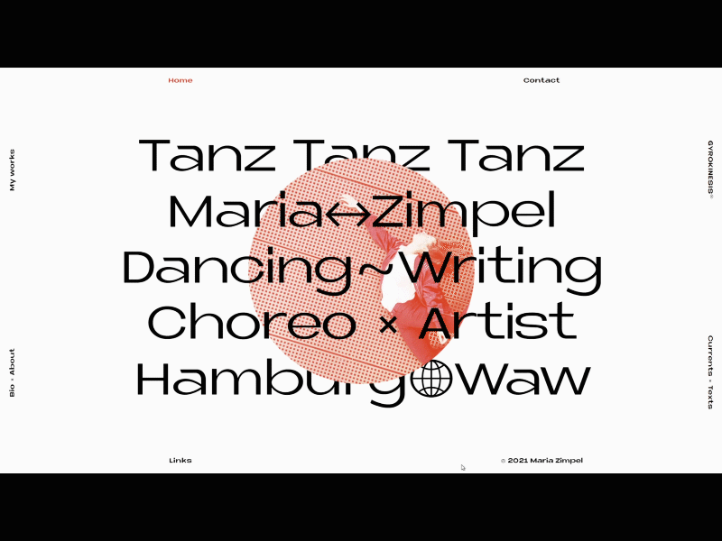 Typographic website for a modern dancer | Home design typo typographic typography ui web webdesign website design www