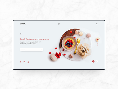 Delish Web Design Concept blogger clean delish food foodie fruit macaroons minimal oats onlineartsales recipe red simple ui ux web web design website